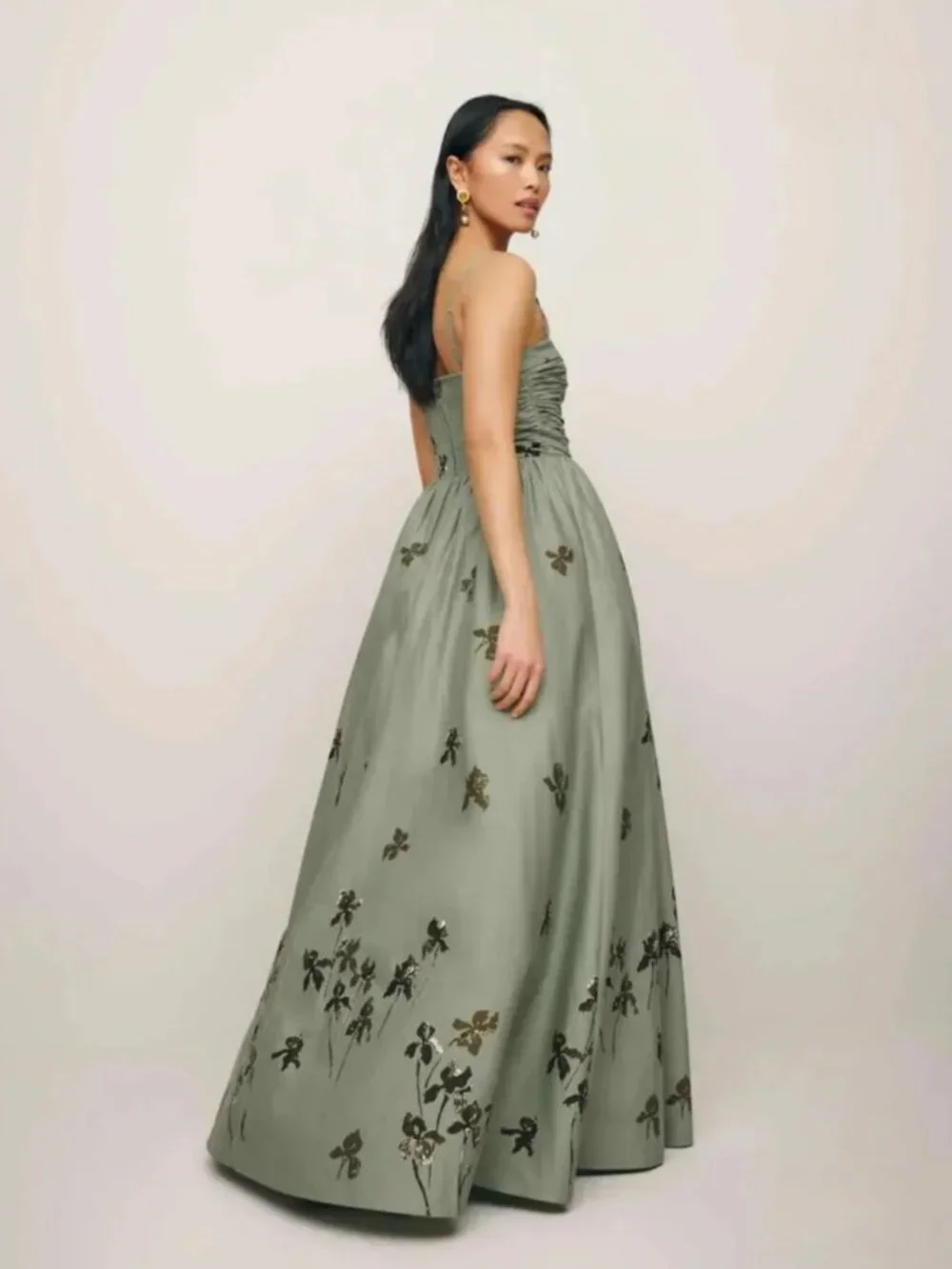 Reformation Kastoria Iris Border Dress Size 12 NWT Smocked Bodice Floral Maxi - Picture 2 of 16
